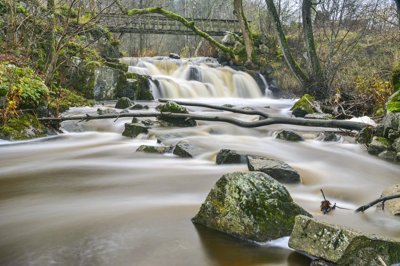 waterfalls, river, nature, verkeån, scania